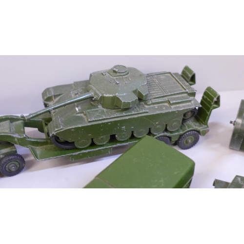 723 - A collection of Dinky Toys military die-cast model vehicles, Centurion Tank and Tank Transporter, Me... 