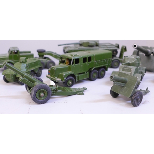 723 - A collection of Dinky Toys military die-cast model vehicles, Centurion Tank and Tank Transporter, Me... 