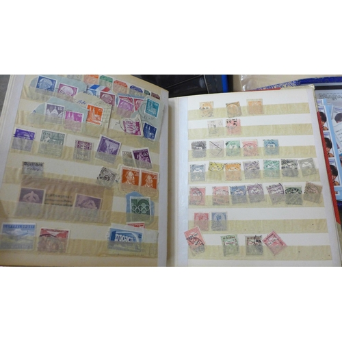 733 - Stamps; a box of stamps, covers, etc.