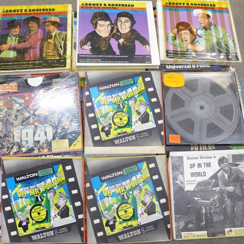 743 - A box of Super8 8mm film reels, Comedy films including Carry On, Abbott & Costello, etc.