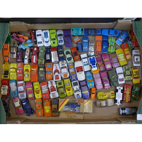 756 - Two boxes of die-cast model vehicles including Matchbox, Dinky, Lesney, etc.