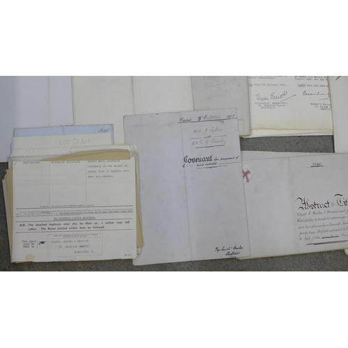 772 - A collection of indentures, Sheffield and Gloucestershire, fifteen vellum, 1812-1918, ten paper 1918... 