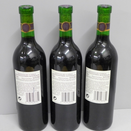 833 - Thre bottles of Lindemans 1998 Shiraz wine