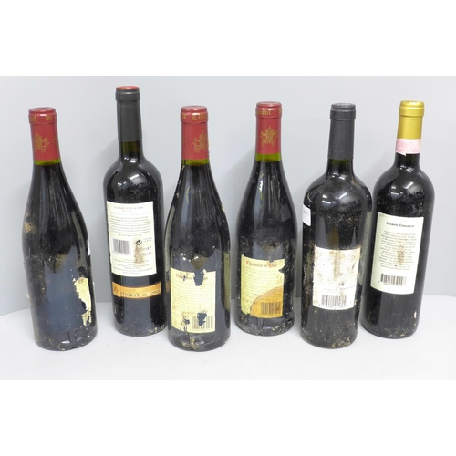 Six bottles of vintage wine, cellar stored; Fortnum and Mason