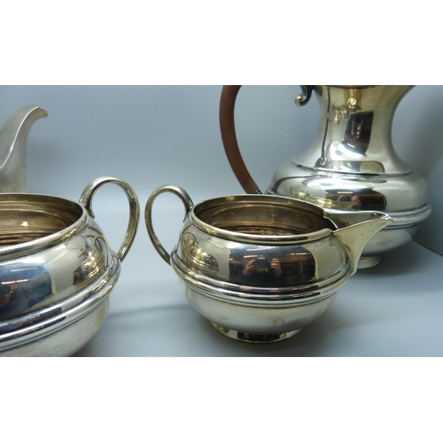 863 - A four piece silver tea service, Birmingham 1928, 1,562g or 50oz.