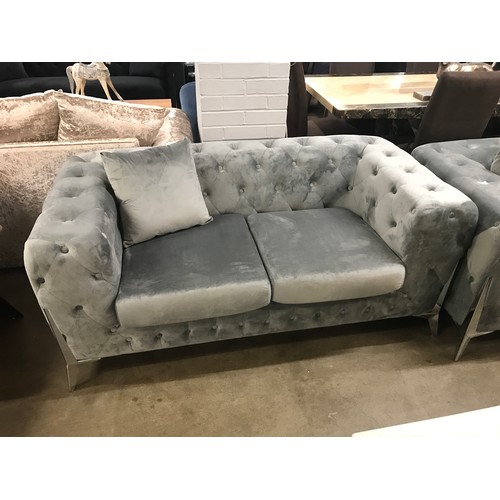 1399 - A Matrix grey buttoned velvet three and two seater sofa * This lot is subject to VAT