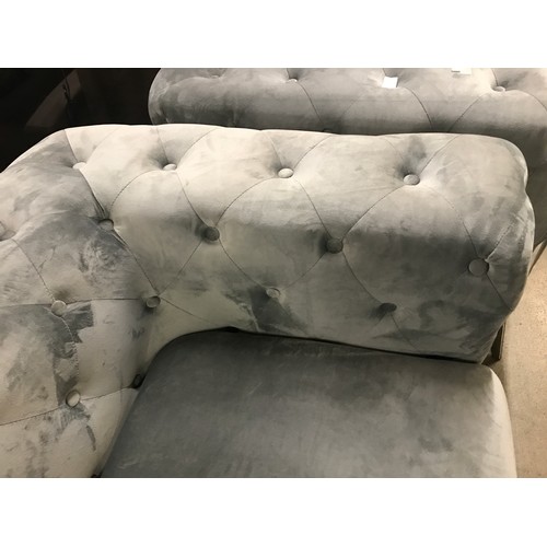 1399 - A Matrix grey buttoned velvet three and two seater sofa * This lot is subject to VAT