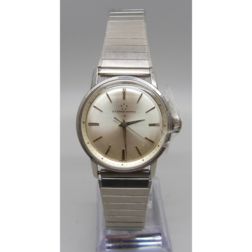 979 - An Eterna-Matic wristwatch, crown loose