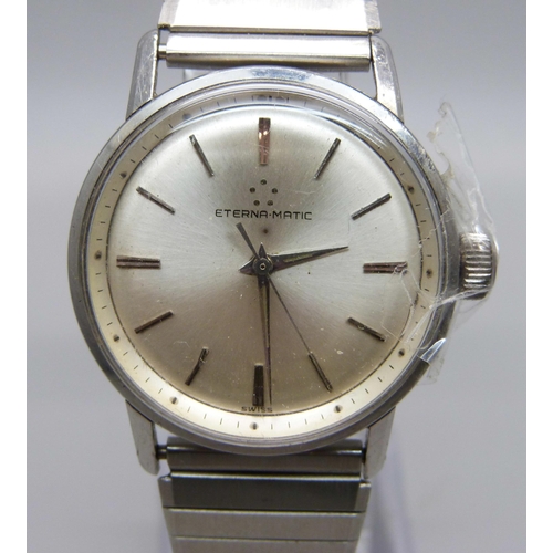 979 - An Eterna-Matic wristwatch, crown loose