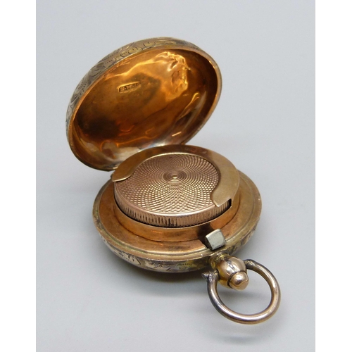 999 - A 9ct gold sovereign holder, 12.5g, worn Birmingham hallmark