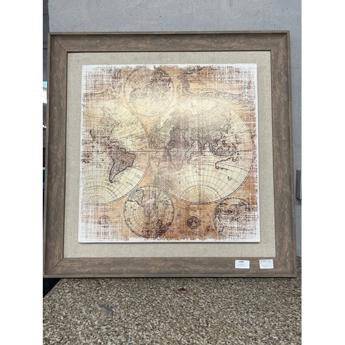 1482 - A framed map print on board