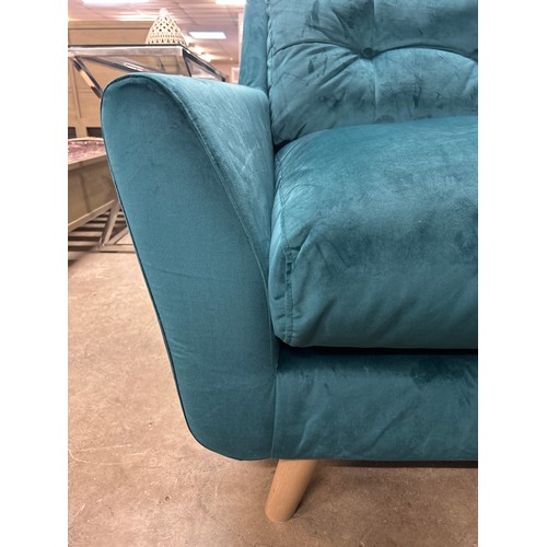 1464 - A turquoise velvet corner sofa