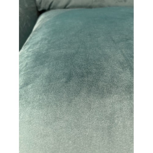 1464 - A turquoise velvet corner sofa