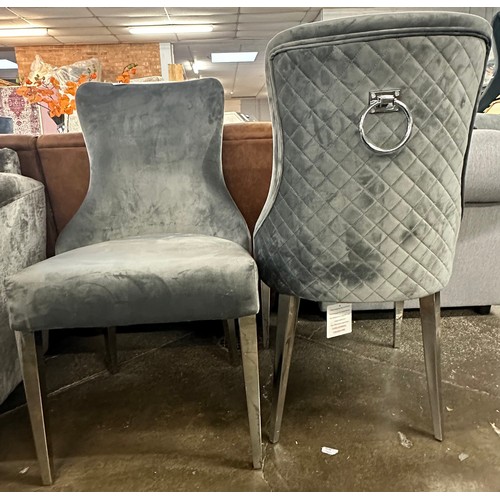 1466 - A pair of grey upholstered side chairs  * This lot is subject to VAT