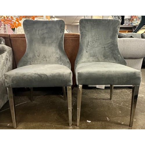 1466 - A pair of grey upholstered side chairs  * This lot is subject to VAT