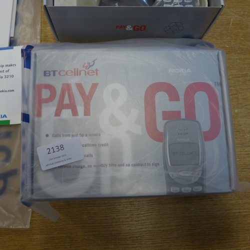 2138 - Two BT Cellnet Nokia 320 Pay and Go mobile phones -never used in boxes