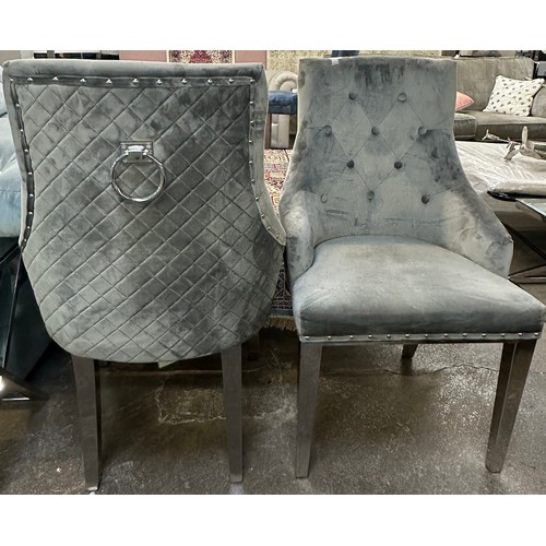 1497 - A pair of grey upholstered side chairs  * This lot is subject to VAT