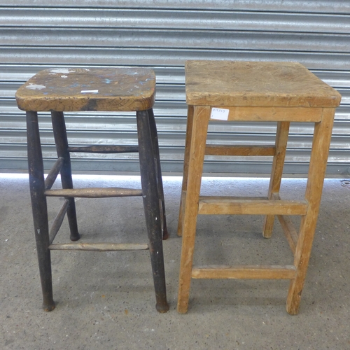 2315 - Two vintage wooden barstools