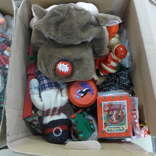 2327 - Three boxes of assorted christmas decorations