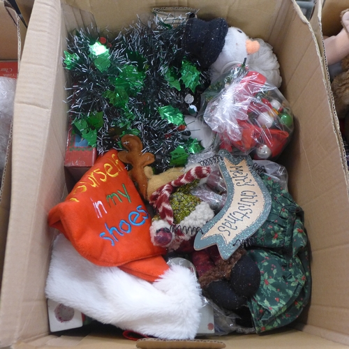 2327 - Three boxes of assorted christmas decorations