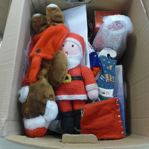 2327 - Three boxes of assorted christmas decorations