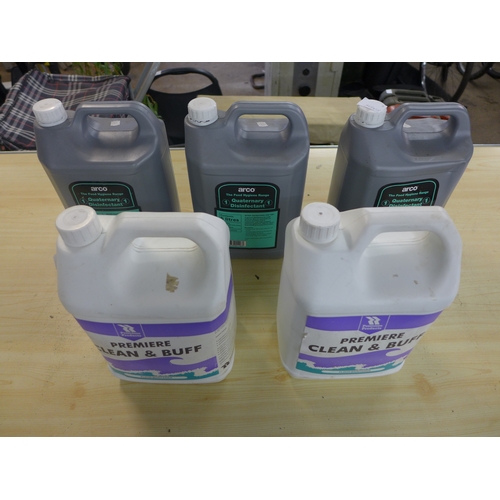 2333 - Three 5ltr bottles of Arco No. 1 Quaternary disinfectant and two 5ltr bottles of Premier Clean and B... 