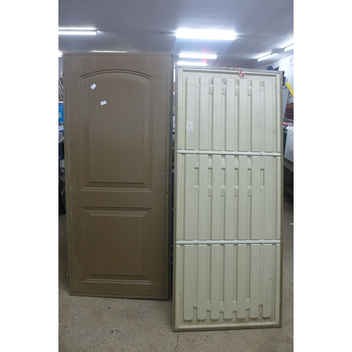 2376 - 2 brown shed doors