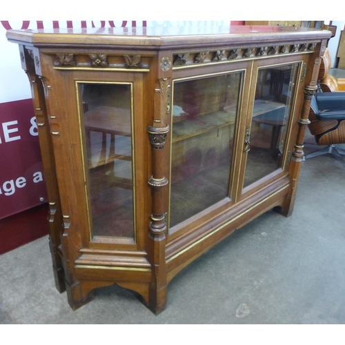 109 - A Victorian Gothic Revival inlaid walnut, burr walnut and parcel gilt two door side cabinet, attribu... 