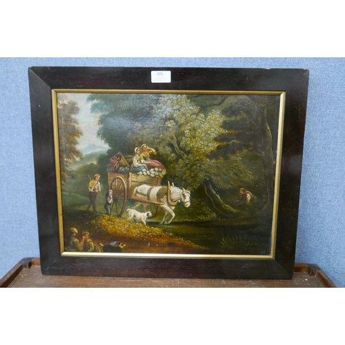 305 - English School (mid 19th Century), coaching scene, oil on canvas, framed