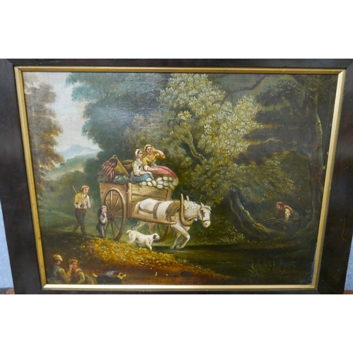 305 - English School (mid 19th Century), coaching scene, oil on canvas, framed