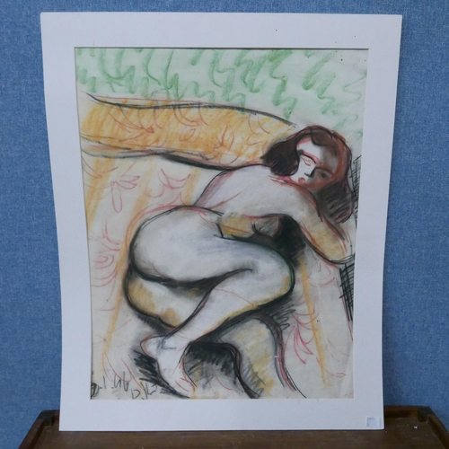 311 - French School (mid 20th Century), study of a female nude, pastel, indistinctly signed, unframed