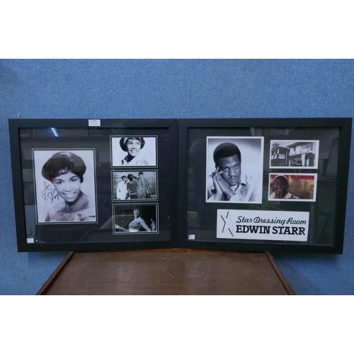 319 - An Edwin Starr photographic print and a Dee Dee Sharp print, bearing signatures, framed