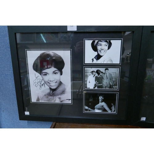 319 - An Edwin Starr photographic print and a Dee Dee Sharp print, bearing signatures, framed