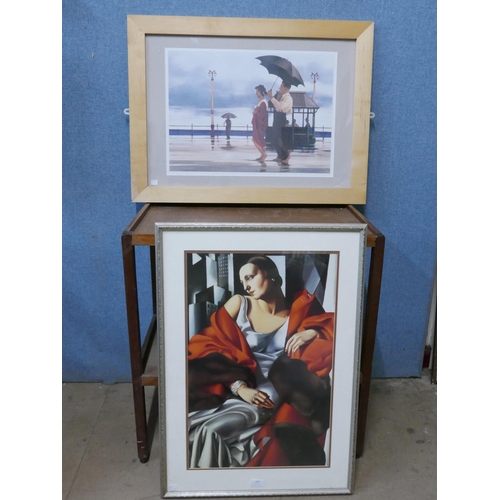 322 - A Tamara de Lempicka print and a Jack Vettriano print, framed