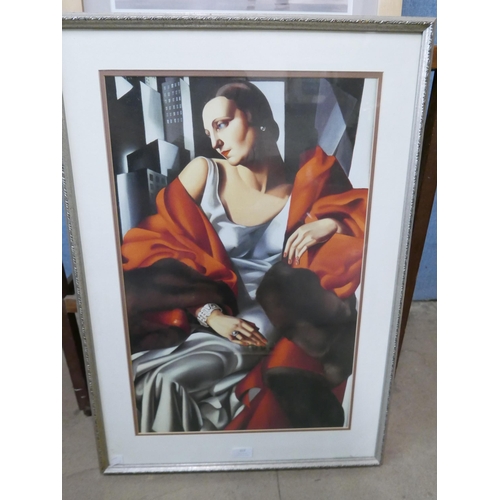 322 - A Tamara de Lempicka print and a Jack Vettriano print, framed