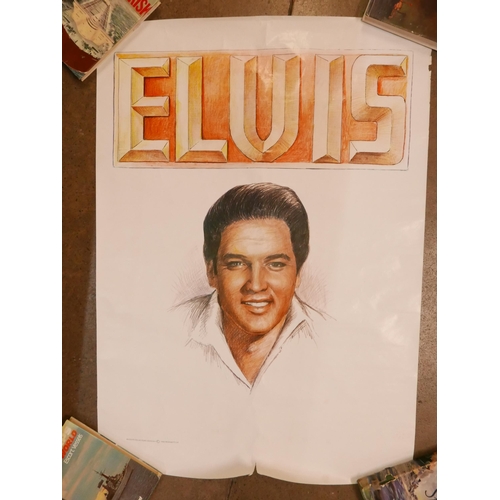 328 - Elvis Presley posters and 'The Bobber' dowsing tool, etc.