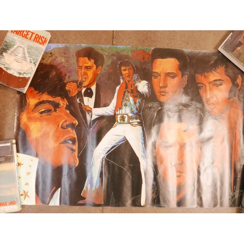 328 - Elvis Presley posters and 'The Bobber' dowsing tool, etc.