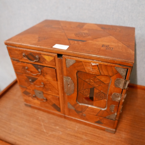 341 - A Japanese inlaid wooden table top kodansu cabinet