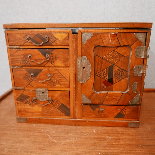 341 - A Japanese inlaid wooden table top kodansu cabinet