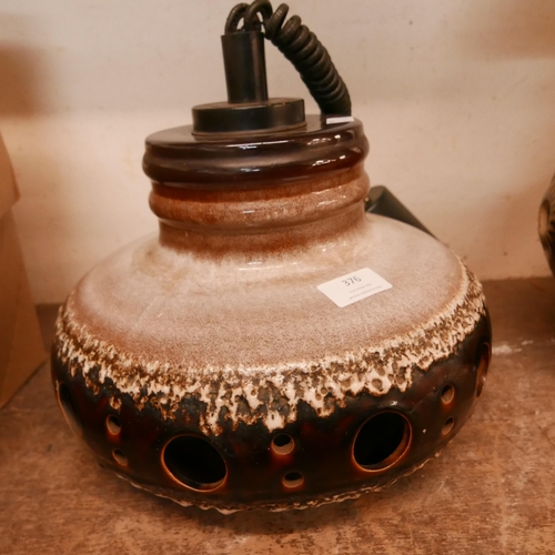 376 - A West German brown glazed pendant ceiling light