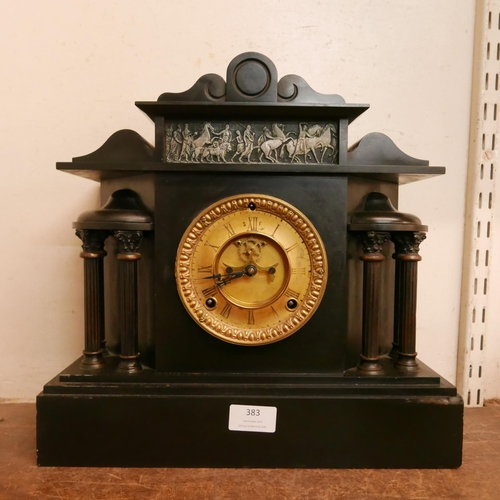 383 - A 19th Century French Belge noir mantel clock