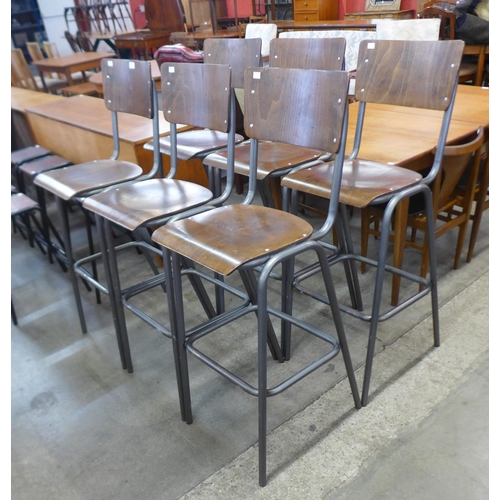 59 - A set of six tubular steel and bent plywood stools