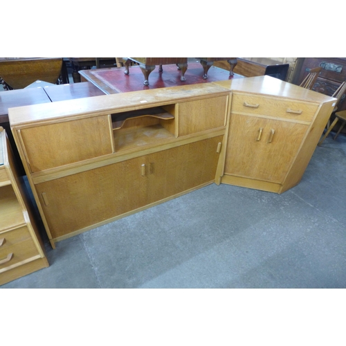 78 - A G-Plan Brandon light oak corner desk and bookcase