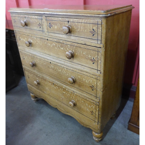 86 - A Victorian painted scumbled pine chest of drawers