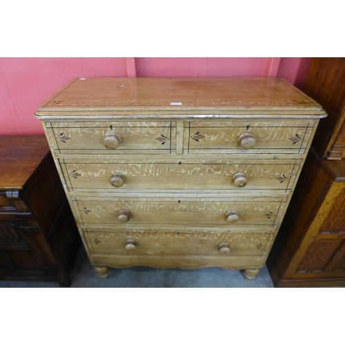 86 - A Victorian painted scumbled pine chest of drawers