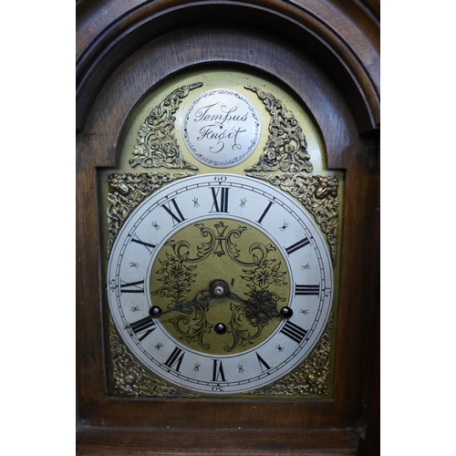 95 - A Queen Anne style figured walnut dwarf longcase clock