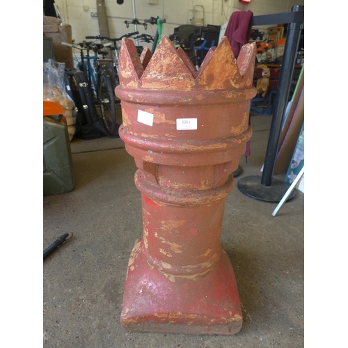 2261 - A red painted chimney pot