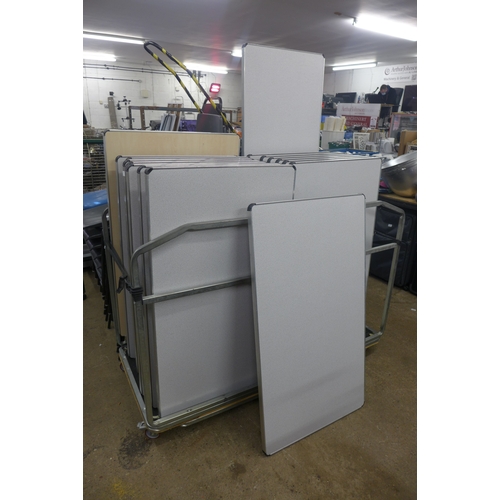 2278 - 16 folding tables and a metal stillage