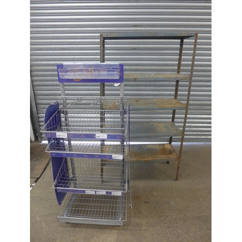 2291 - A Cadbury's shop display stand and metal racking bay