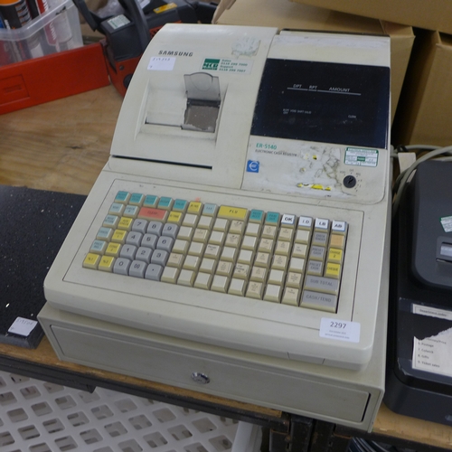 2297 - A Samsung ER-5140 electronic till register and a Casio electronic till register (both with keys)